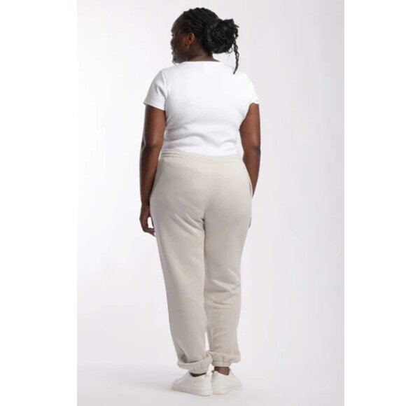 Lazypants Sweatpants High-waisted Wide Waistband Greyish Bone Women's Size L - Picture 3 of 15